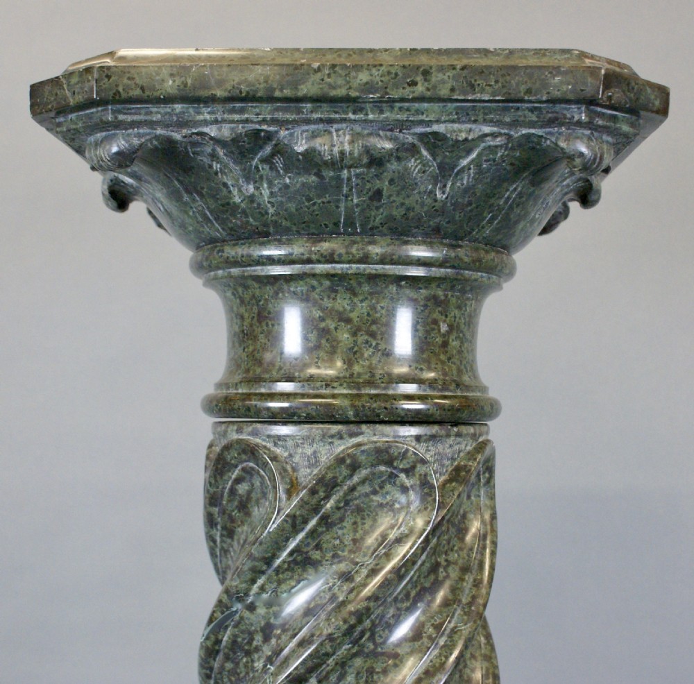 A French mid 19thC Verde Antico marble column View II