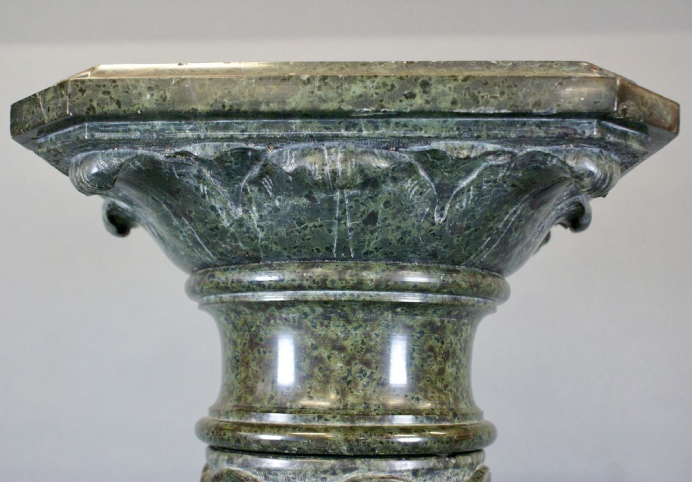 A French mid 19thC Verde Antico marble column View V