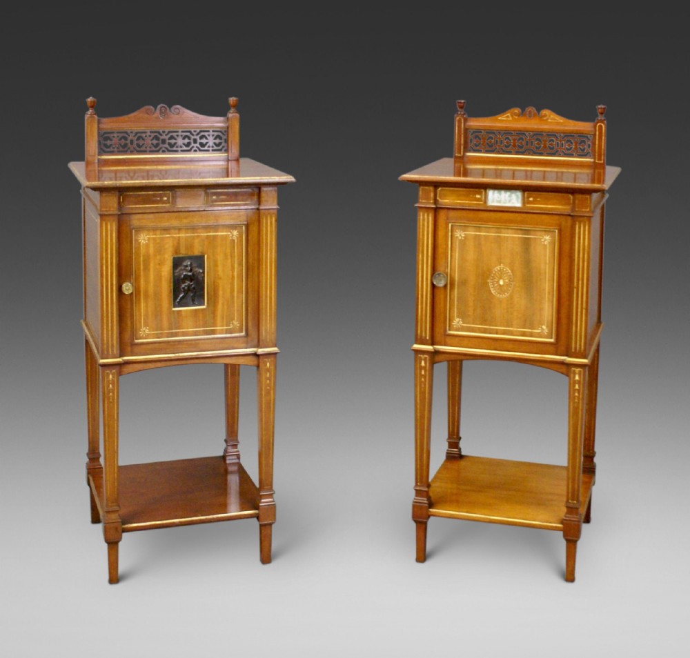A matched pair of Gillows bedside cabinets