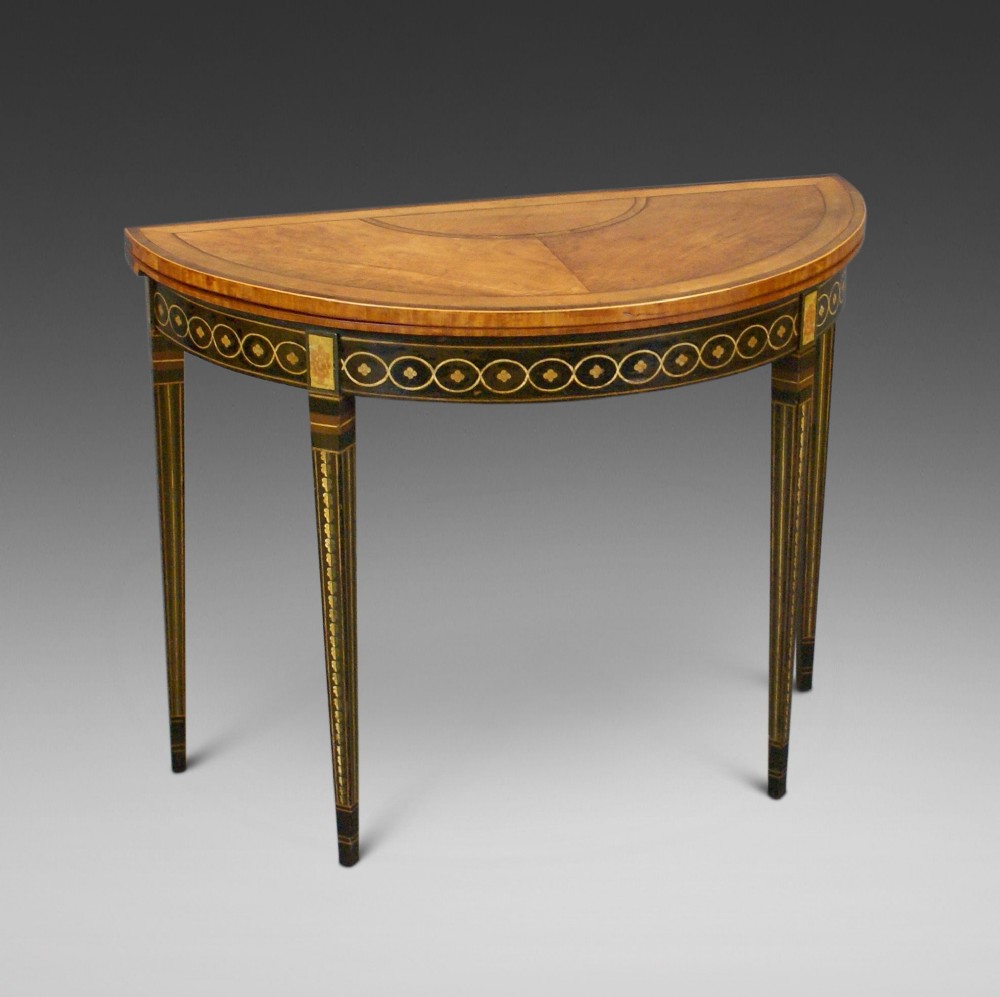 A rare satinwood & paint decorated card table