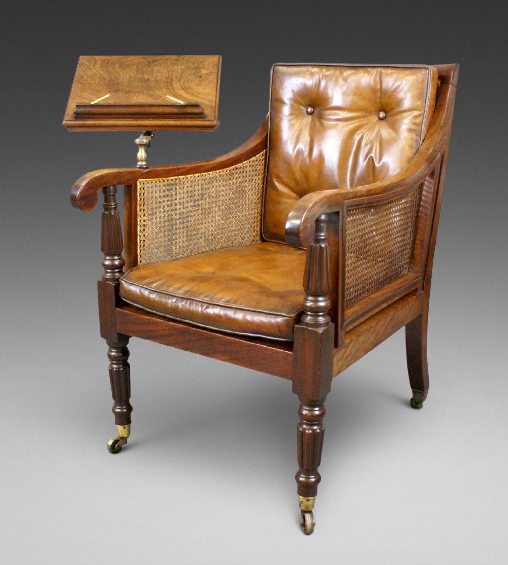 A superb Regency mahogany Bergere reading chair