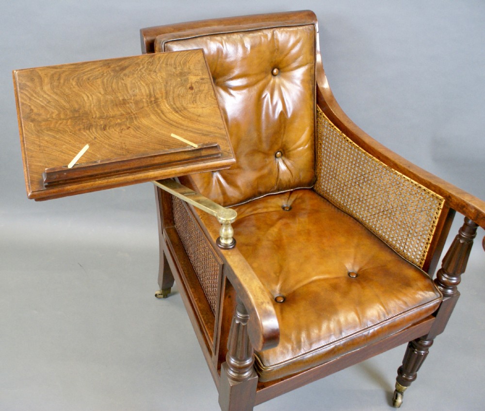 A superb Regency mahogany Bergere reading chair View V