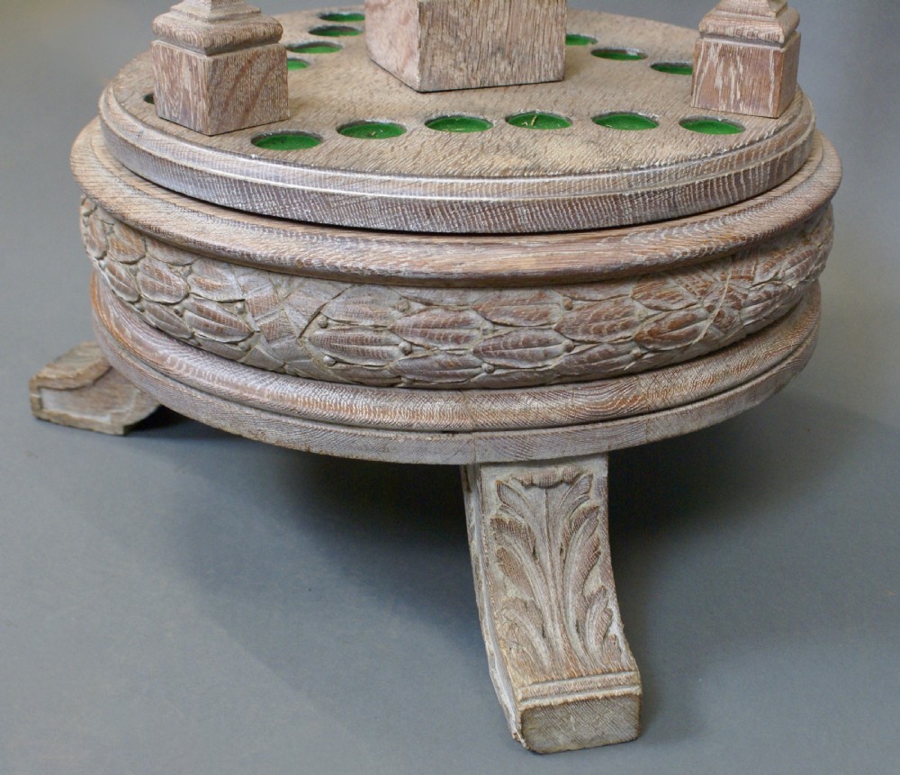 An Edwardian limed oak snooker cue stand View III