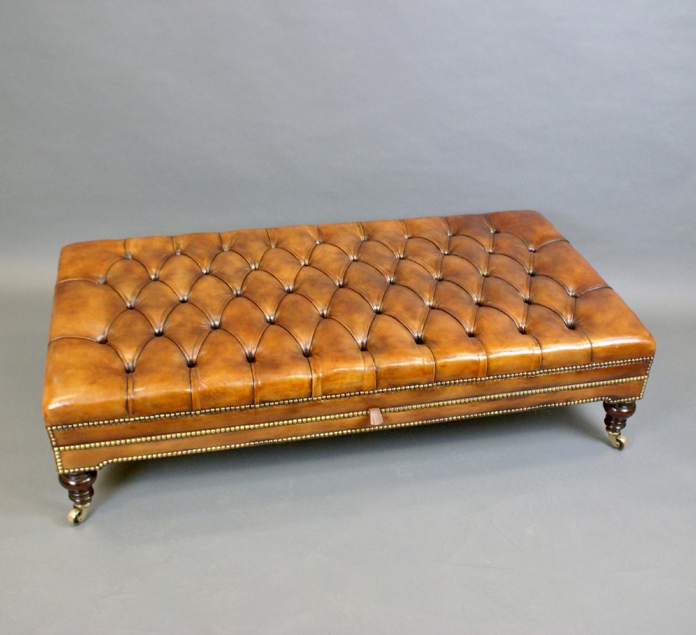 A Very Large Victorian Buttoned Leather Stool View II