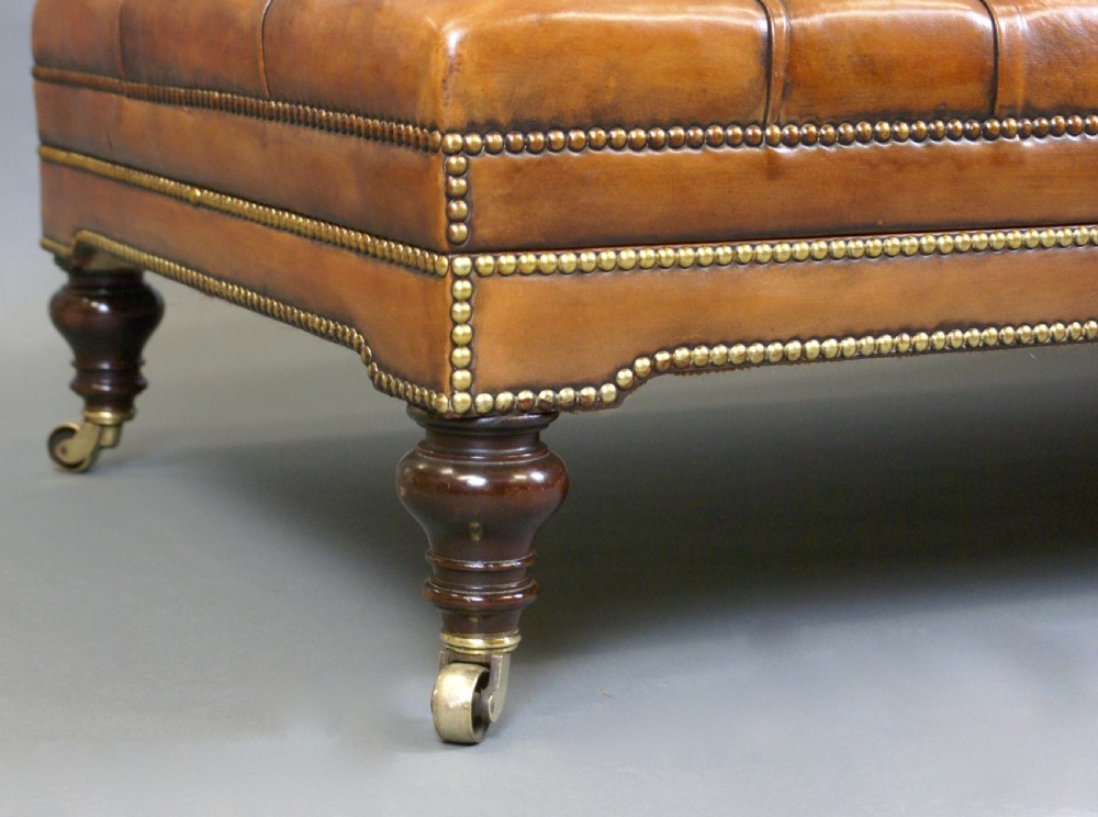 A Very Large Victorian Buttoned Leather Stool View III