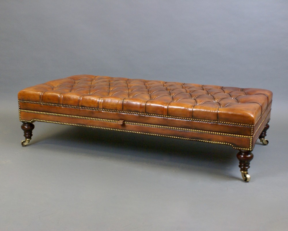 A Very Large Victorian Buttoned Leather Stool View IV