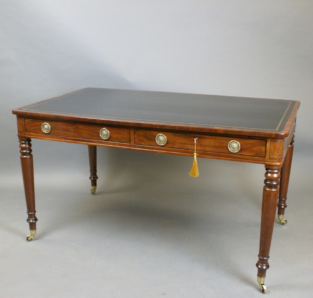 William IV mahogany library writing table View III