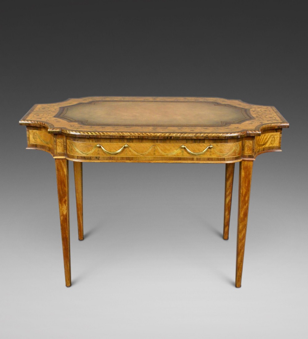 An Irish satinwood and marquetry writing table