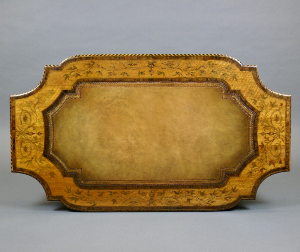 An Irish satinwood and marquetry writing table View II