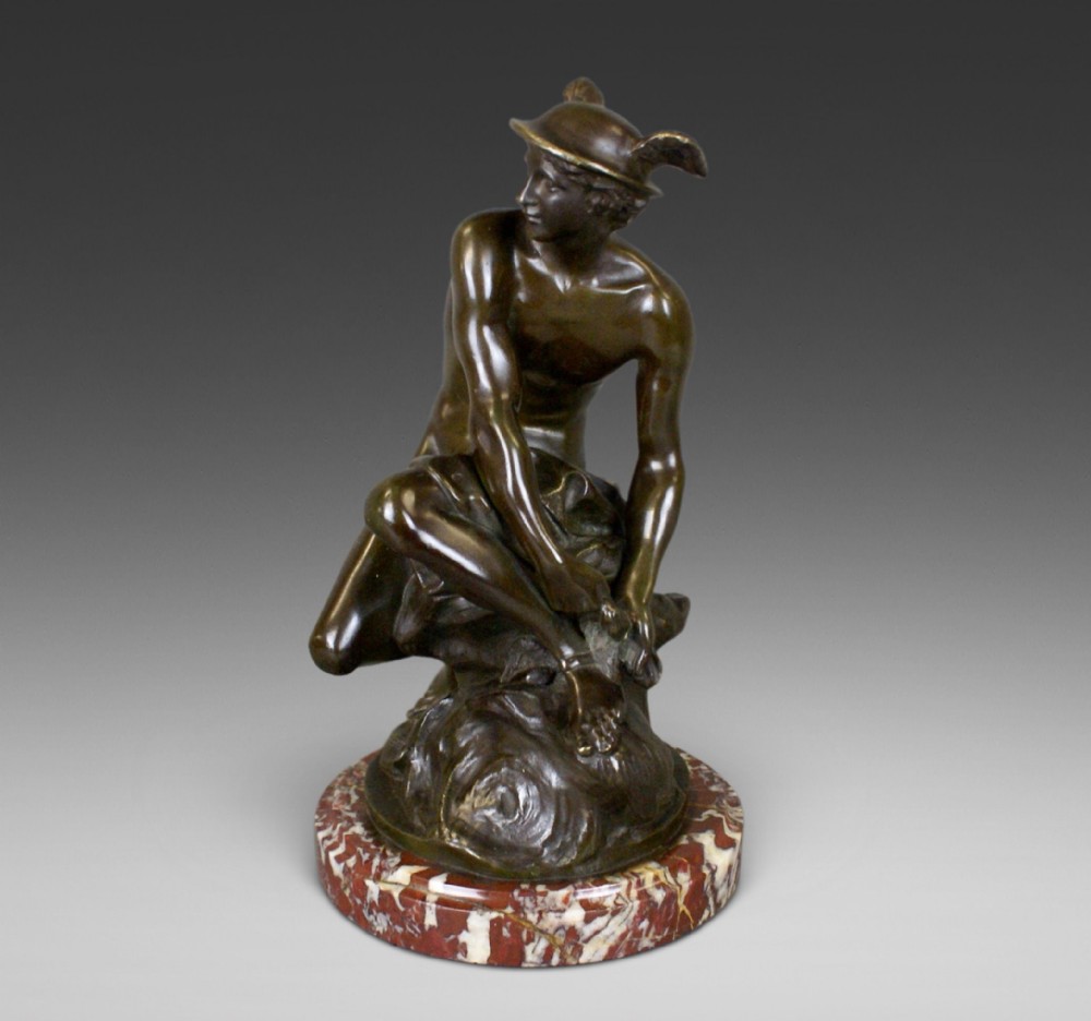 19Thc French Bronze Of Mercury Seated
