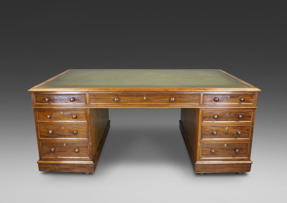 A Very Large 19thC Mahogany Partners Desk