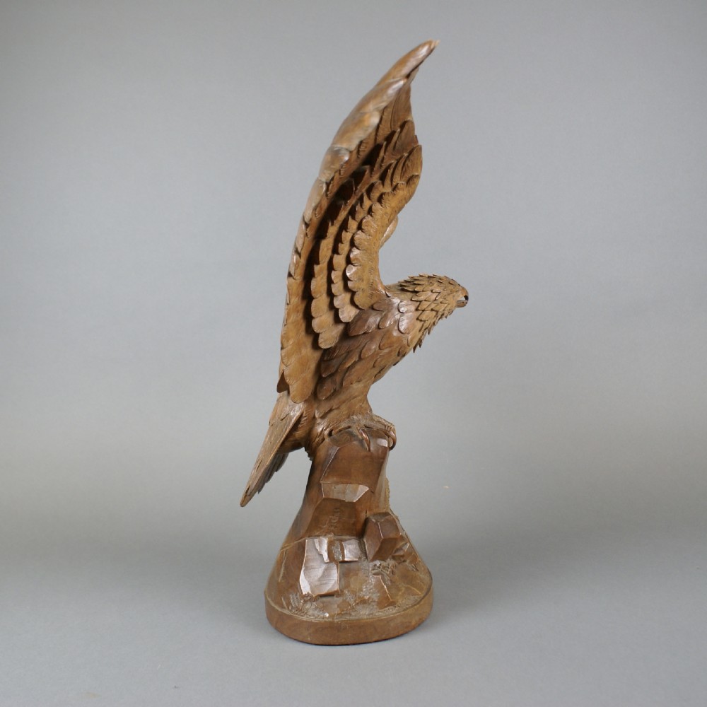 A Swiss 'Black Forest' Carved Linden Wood Eagle  View III