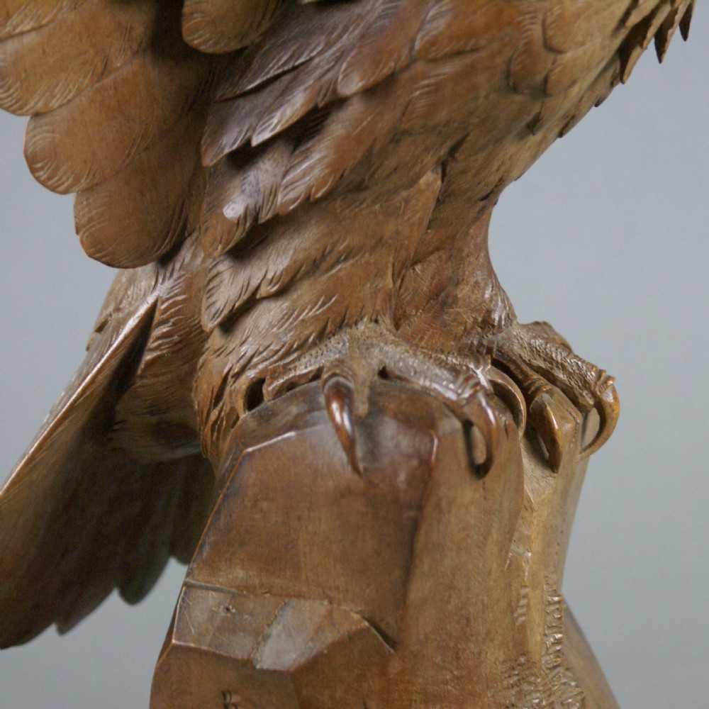 A Swiss 'Black Forest' Carved Linden Wood Eagle  View IV