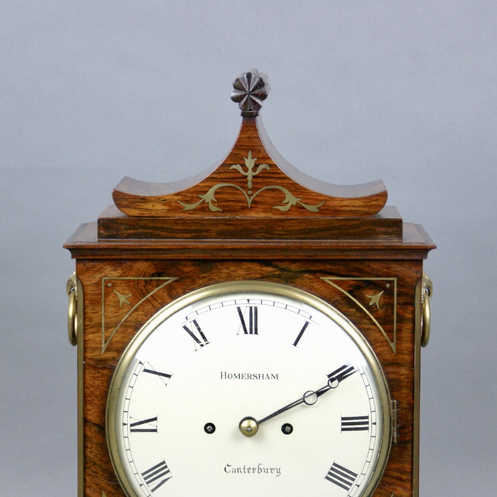 A Regency rosewood & brass inlaid bracket clock View IV