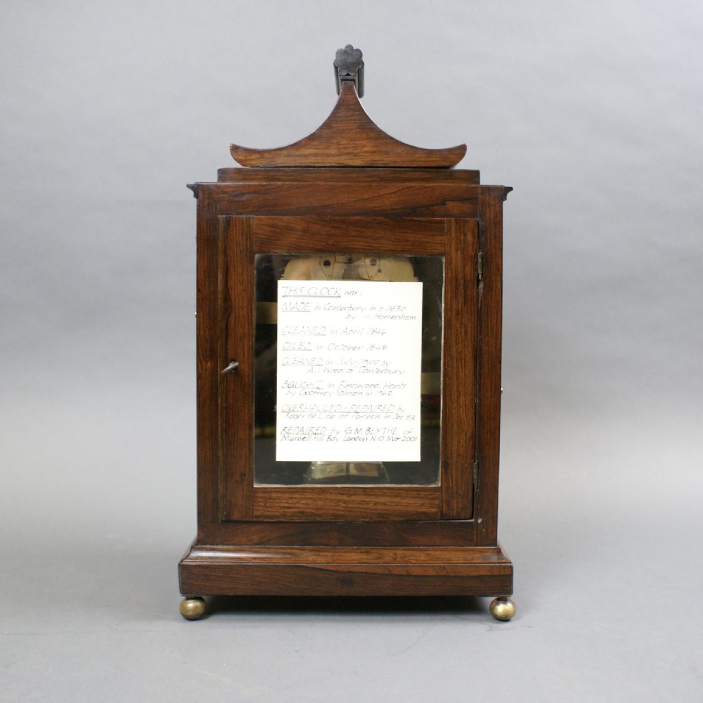 A Regency rosewood & brass inlaid bracket clock View VII
