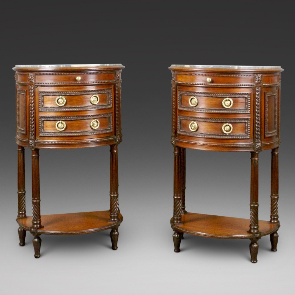 Pair Of French Demi Lune Side Cabinets