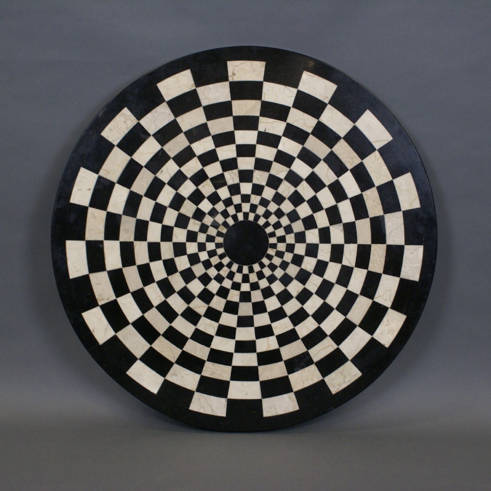 A striking walnut & marble center table View III