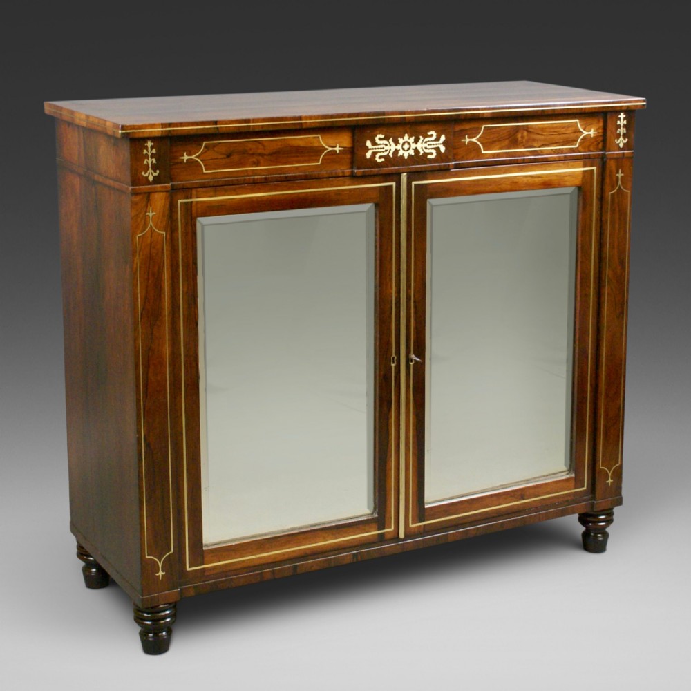A Regency Rosewood & Brass Inlay Side Cabinet