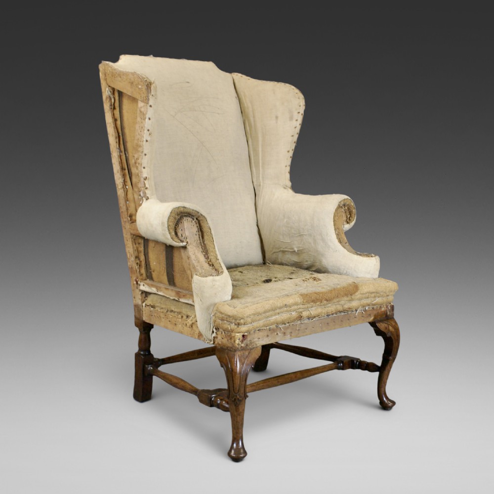 A Quality 19Thc Walnut Wing Chair