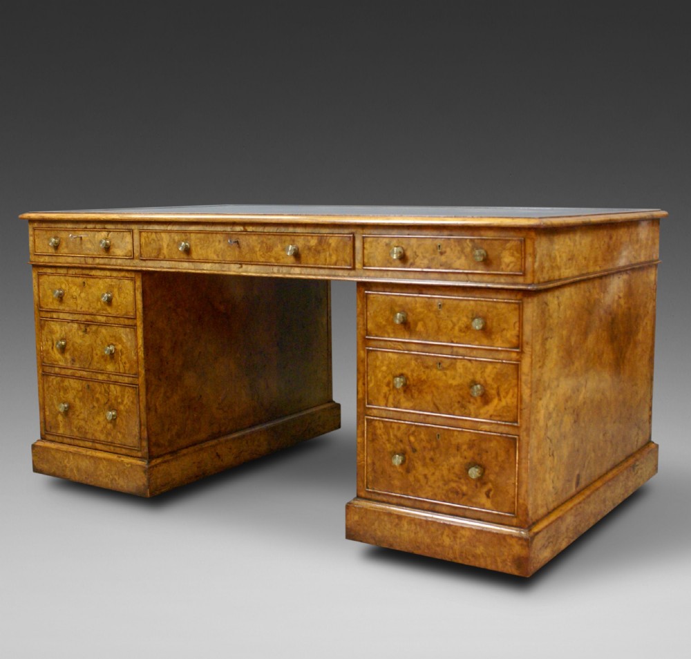 A Fine Burr Oak Partners Desk In The Manner Of Holland & Sons
