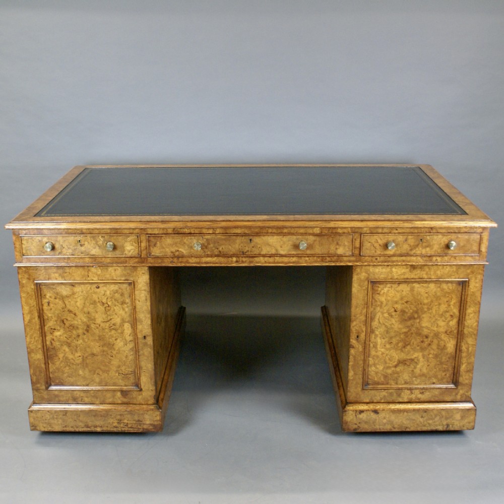A Fine Burr Oak Partners Desk In The Manner Of Holland & Sons View V
