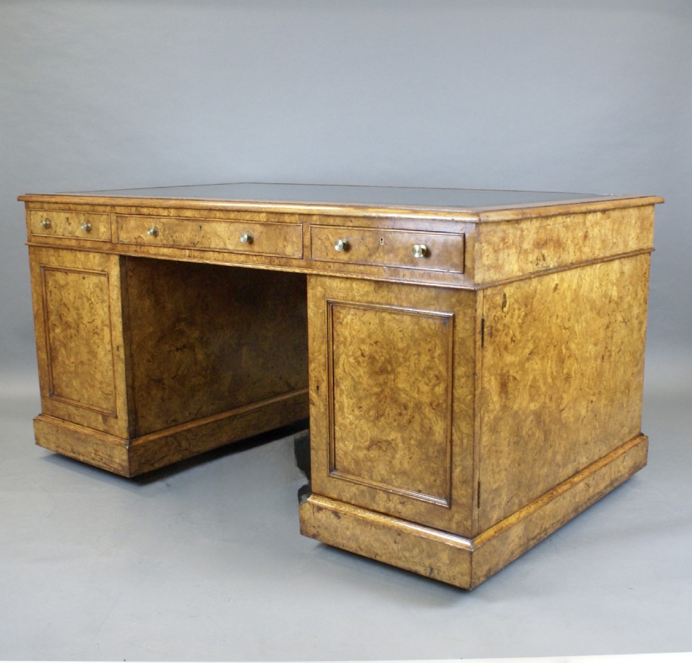 A Fine Burr Oak Partners Desk In The Manner Of Holland & Sons View VI