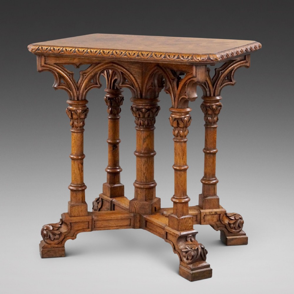 Gothic Revival Oak Occasional Table, In The Manner Of A.W.N. Pugin