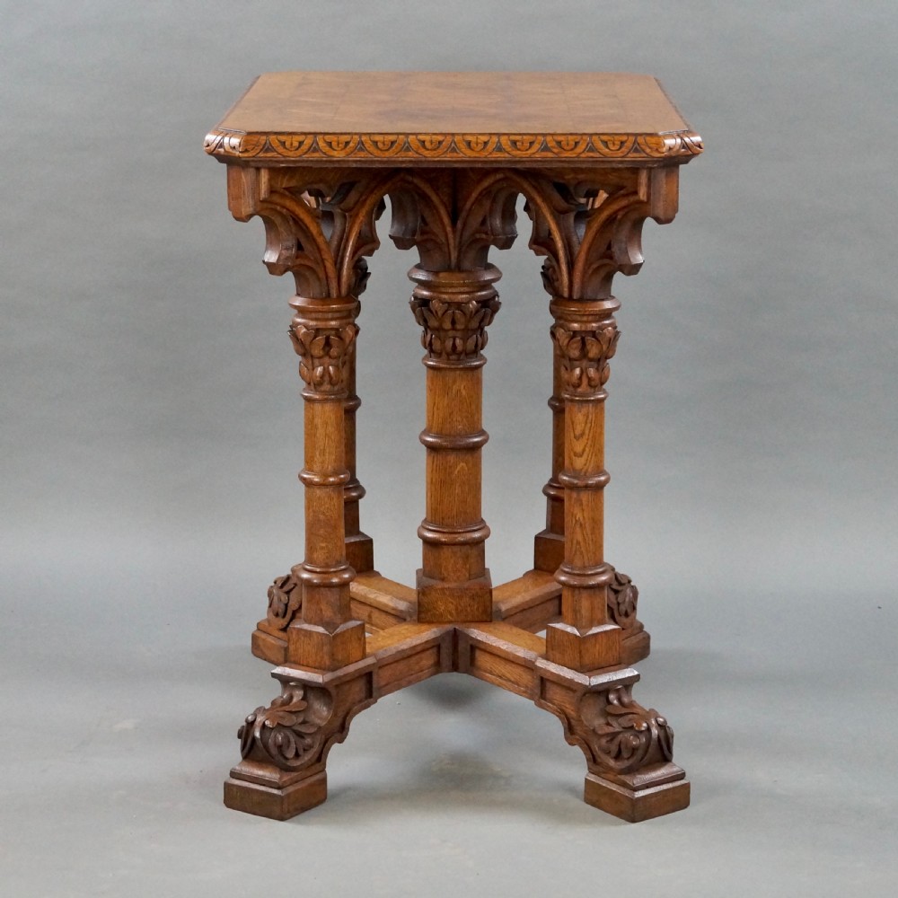 Gothic Revival Oak Occasional Table, In The Manner Of A.W.N. Pugin View V