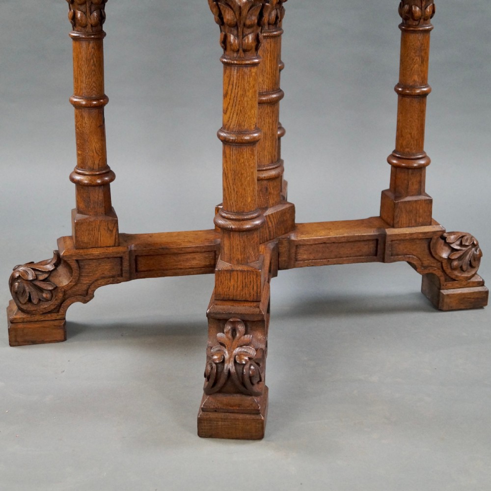 Gothic Revival Oak Occasional Table, In The Manner Of A.W.N. Pugin View VI