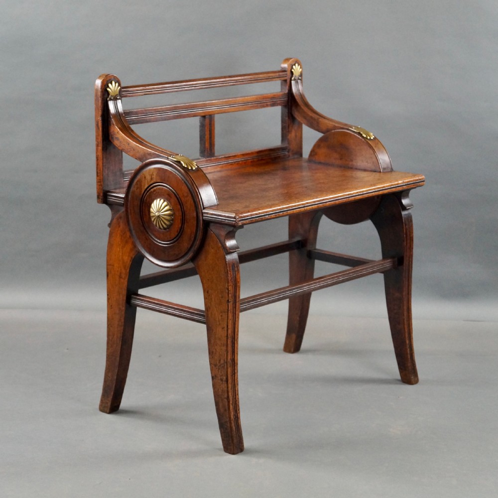 A Walnut And Brass Mounted Hall Bench By James Shoolbred & Co View II