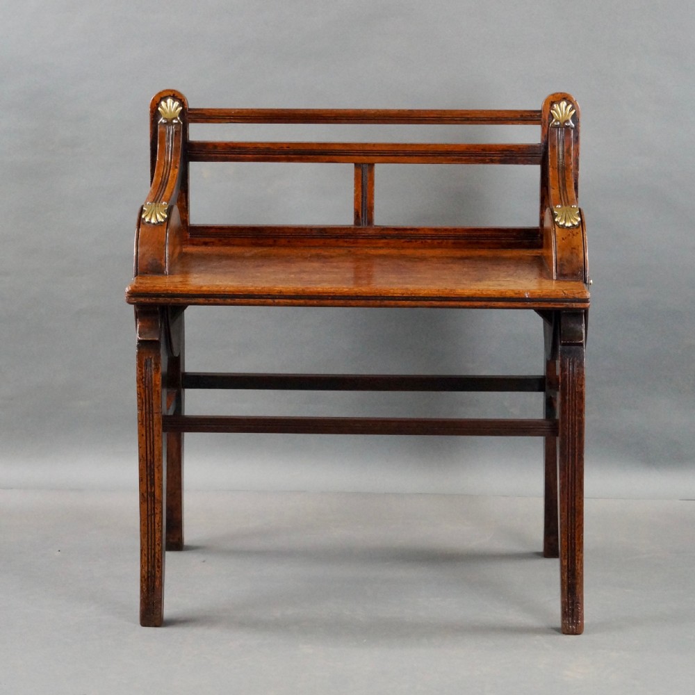 A Walnut And Brass Mounted Hall Bench By James Shoolbred & Co View IV