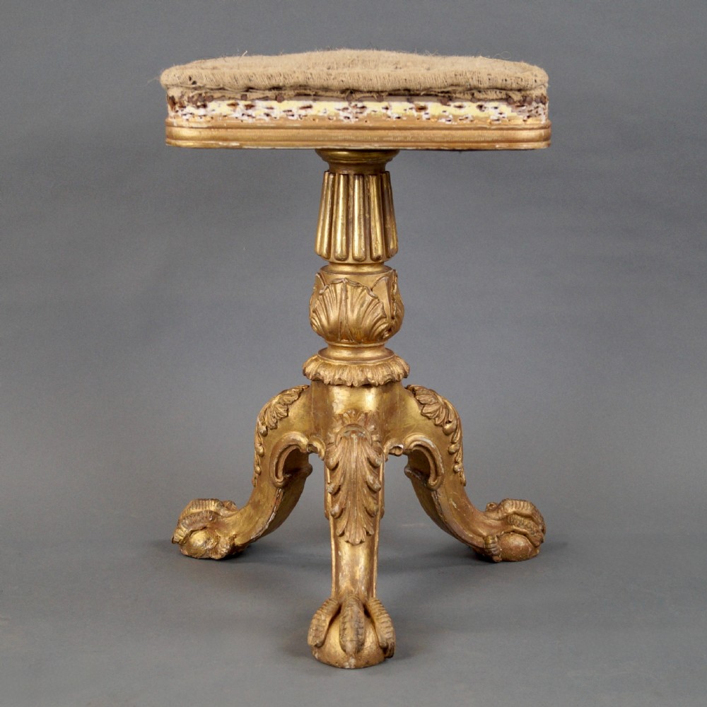 A Rare Gilt Music Stool Attributed To Gillows View II