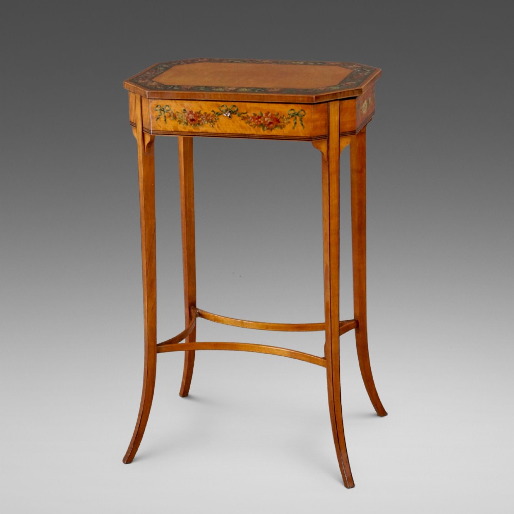 A Highly Decorative Edwardian Satinwood Work Table