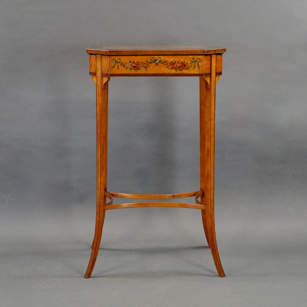 A Highly Decorative Edwardian Satinwood Work Table View III