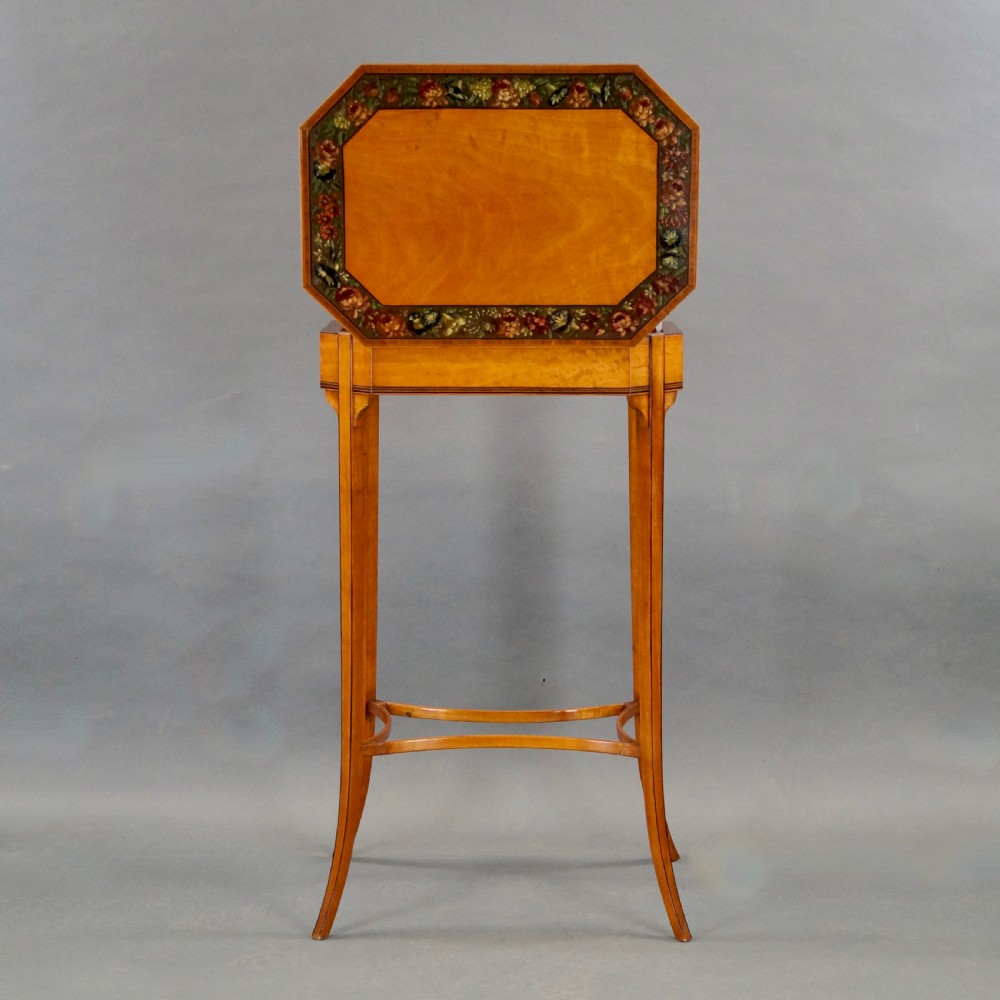 A Highly Decorative Edwardian Satinwood Work Table View V