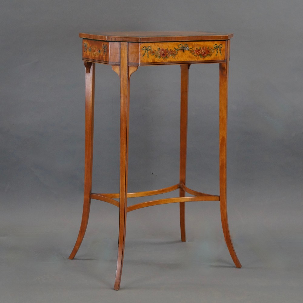 A Highly Decorative Edwardian Satinwood Work Table View VI