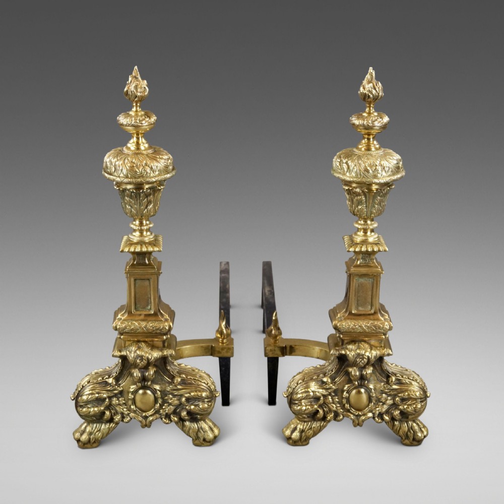 An Imposing Pair Of Brass Fire Dogs