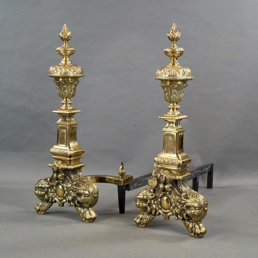 An Imposing Pair Of Brass Fire Dogs View II