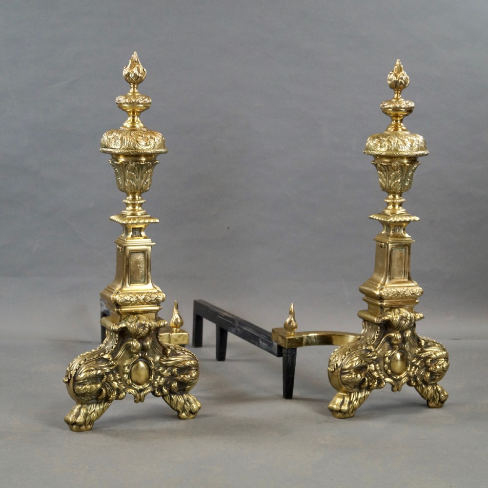An Imposing Pair Of Brass Fire Dogs View V