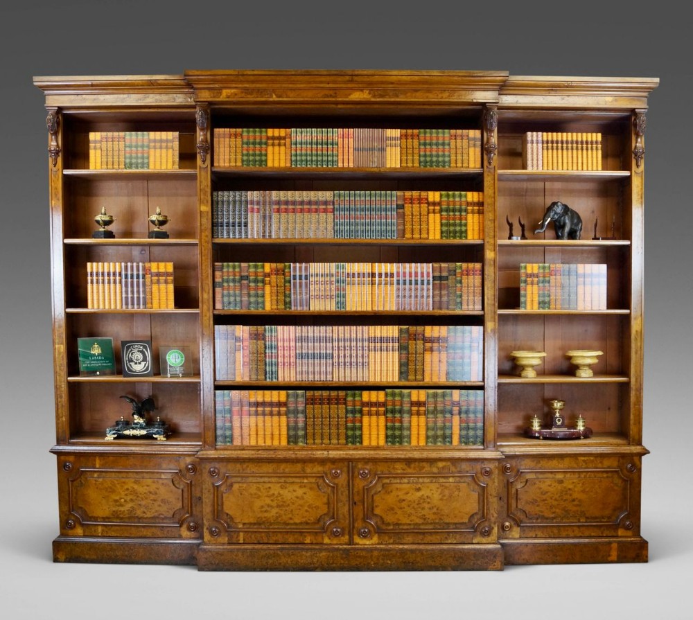 A Superb Burl Oak Library Bookcase