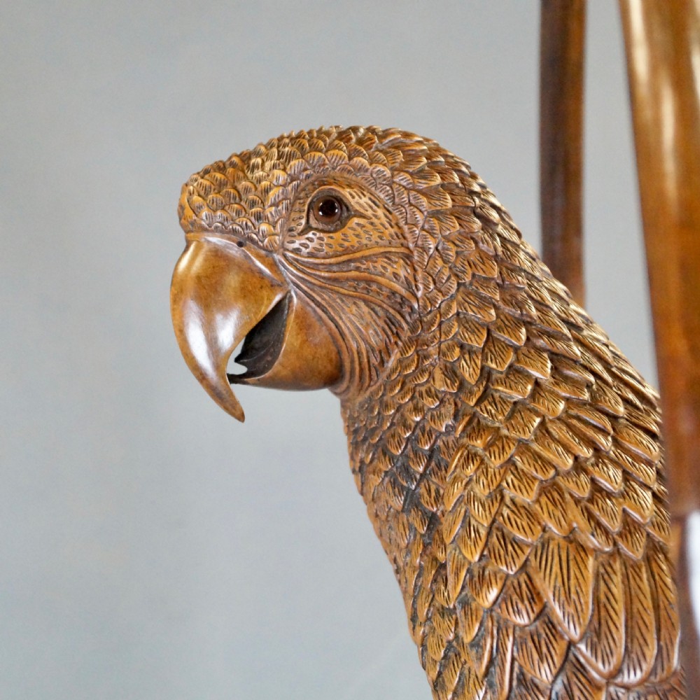 An Exceptional & Rare Black Forest Carved Parrot View II