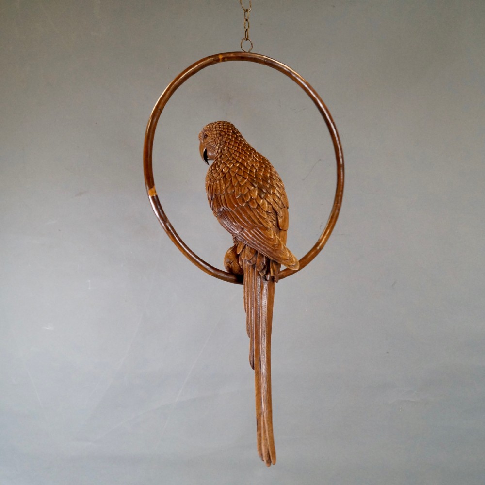 An Exceptional & Rare Black Forest Carved Parrot View IV