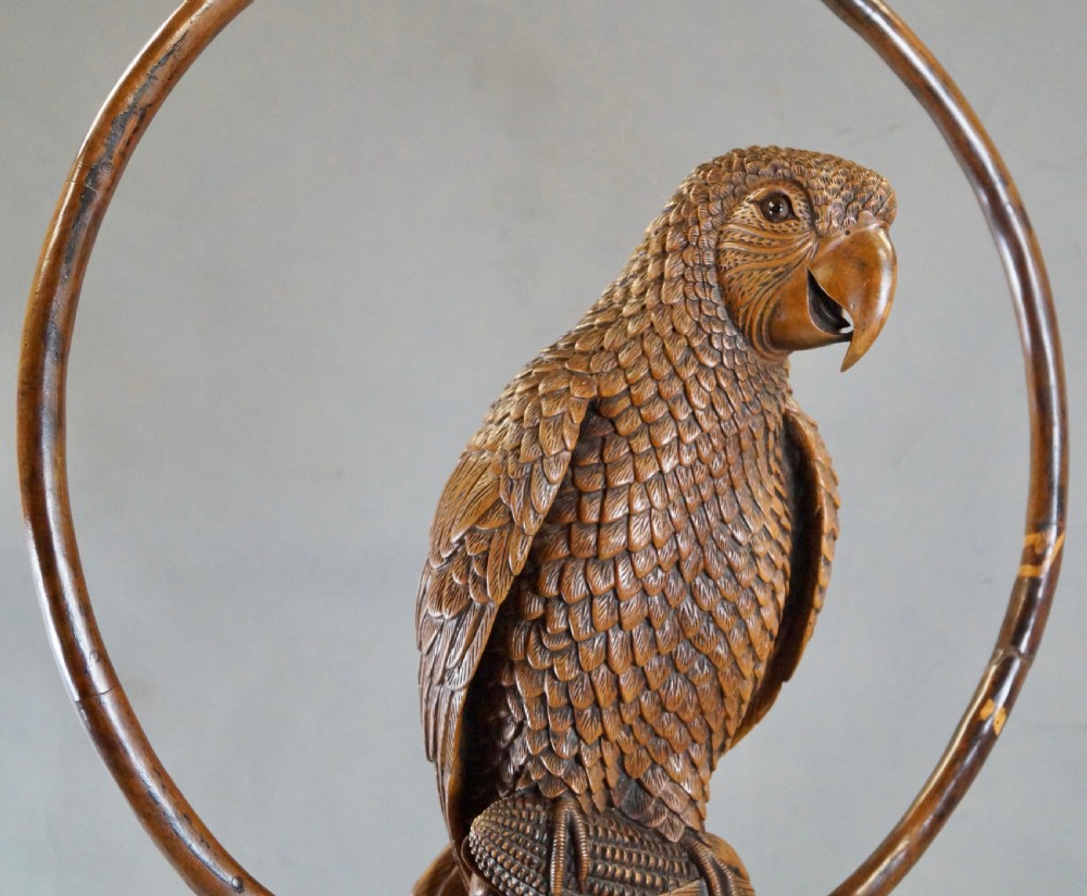 An Exceptional & Rare Black Forest Carved Parrot View V