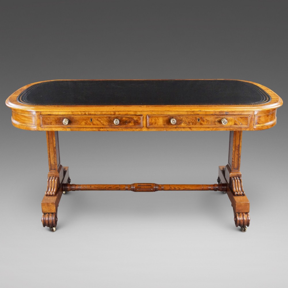 A Burl Oak Library Writing Table