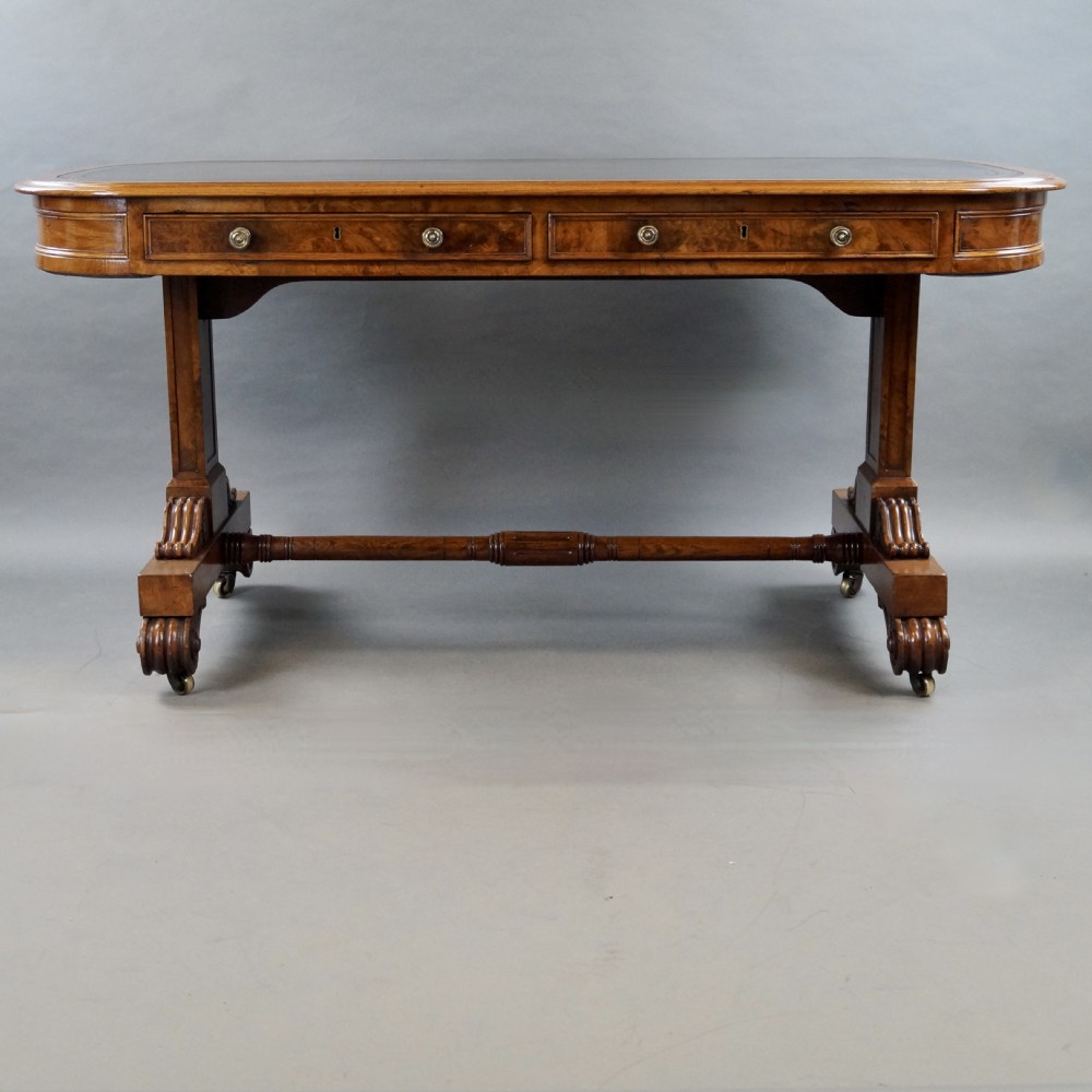 A Burl Oak Library Writing Table View V