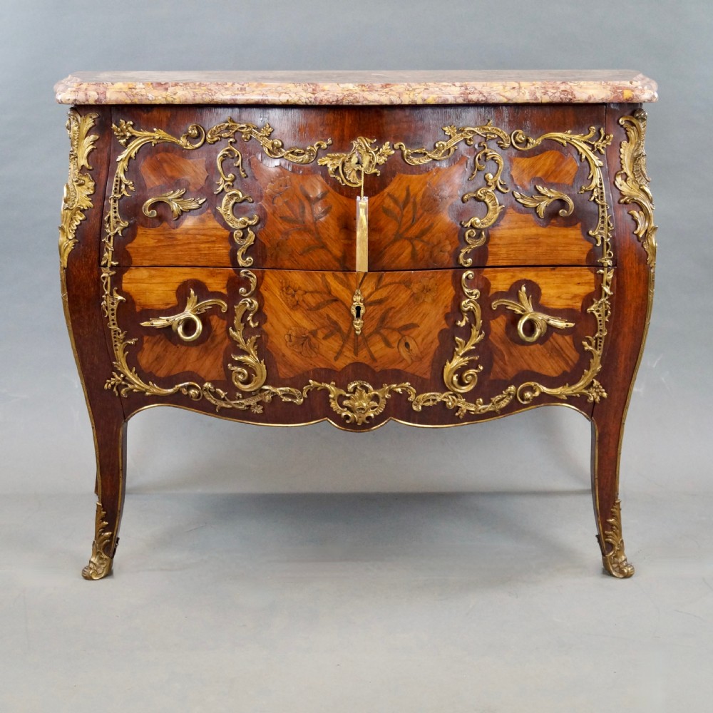A Fine Louis XV Style Marquetry & Ormolu Commode View II