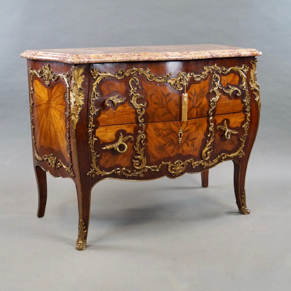 A Fine Louis XV Style Marquetry & Ormolu Commode View VII