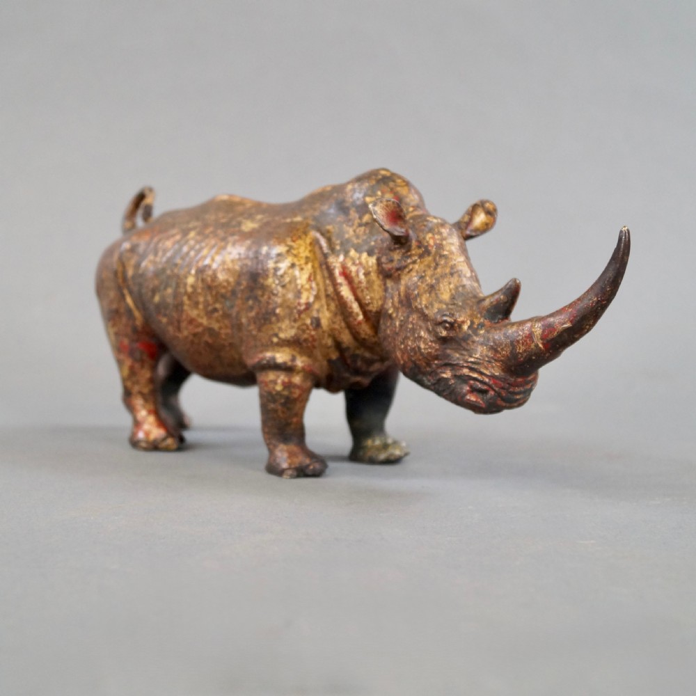 A Beautifully Detailed Bronze Rhinoceros View IV