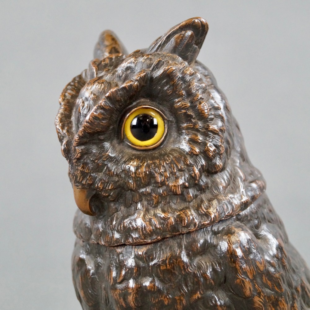 A Superb Bronze Owl Tobacco Jar View VII