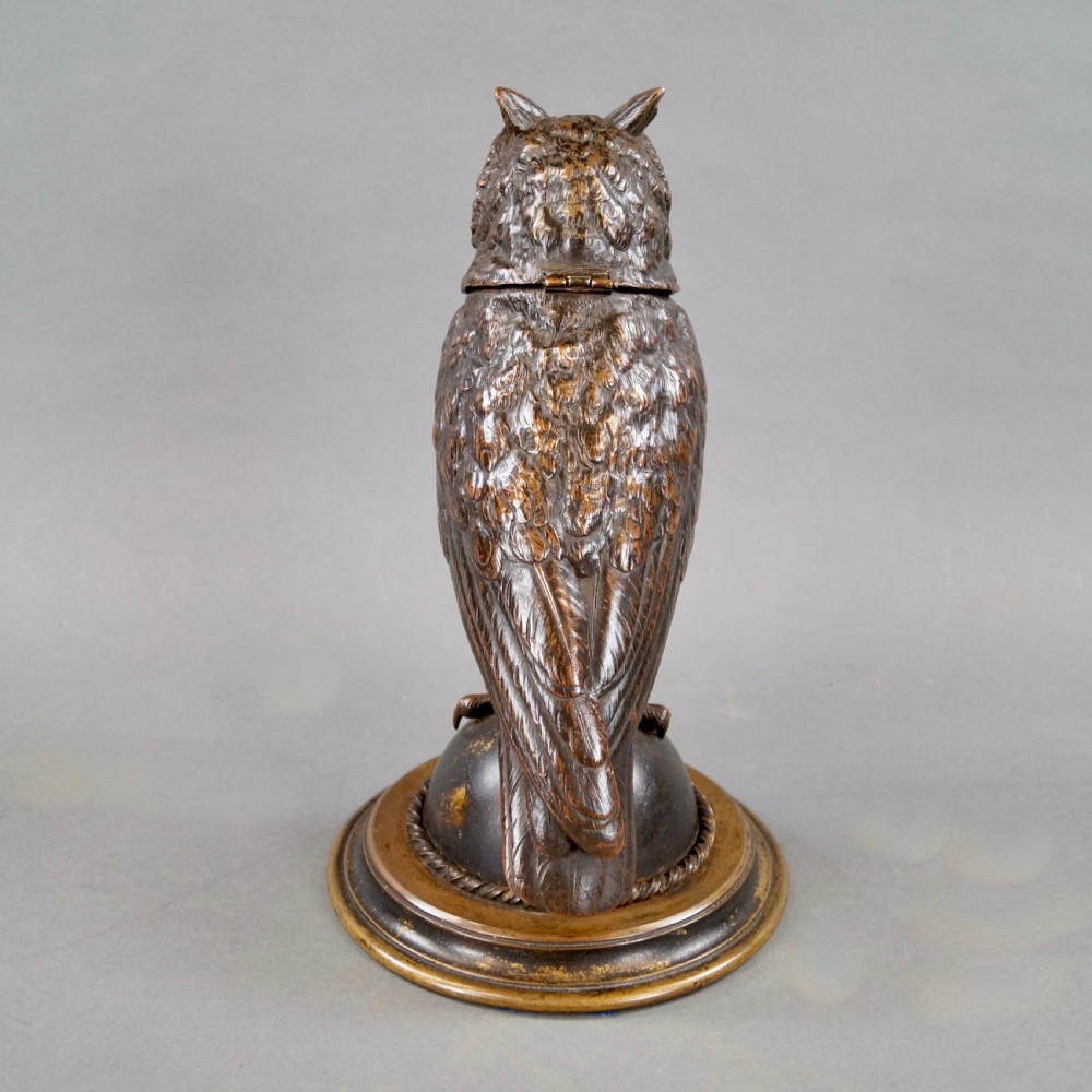A Superb Bronze Owl Tobacco Jar View IX